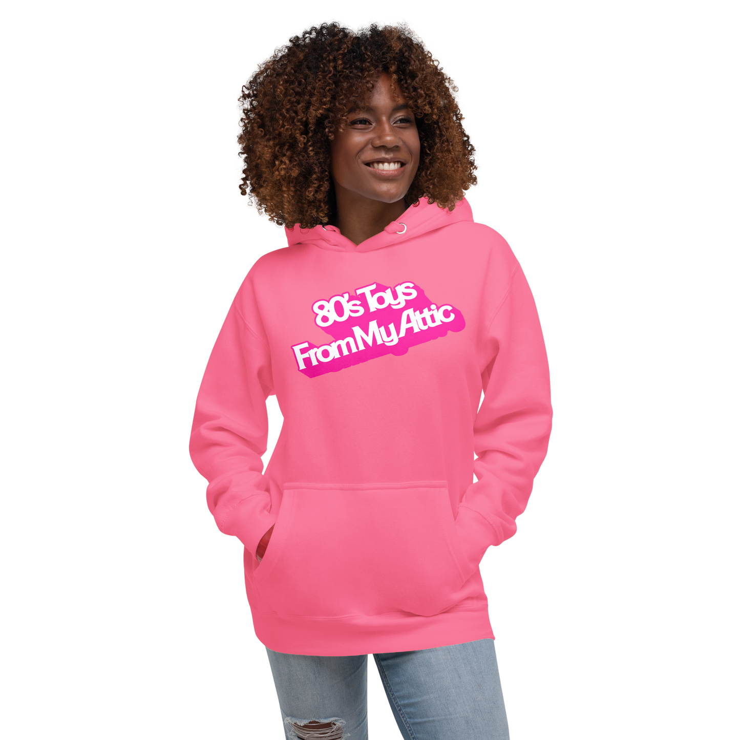 woman wearing Pretty in Pink in My Attic Hoodie