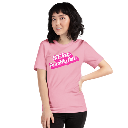 woman wearing Pretty in Pink in My Attic Tee