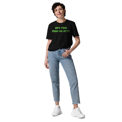 woman wearing 80’s Toys From My Attic Slime Tee